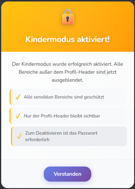 Kindermodus Profil